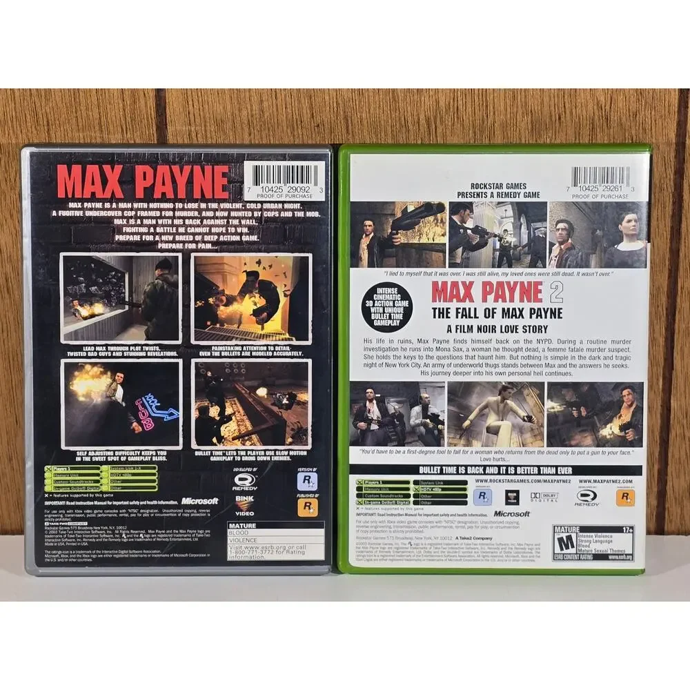 Xbox Max Payne Game Lot Max Payne 2 The Fall of Max Payne CIB Complete